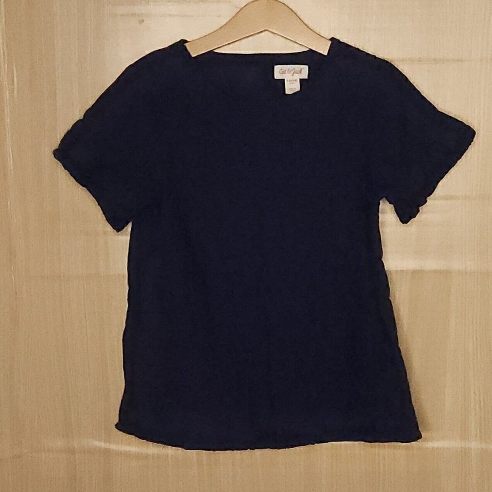 Cat & Jack Girls Navy Blue Eyelet Top 6